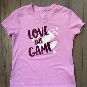 DSG DICK'S SPORTING GOODS GIRLS SOFTBALL DECORATIVE SHORT SLEEVE SHIRT TOP